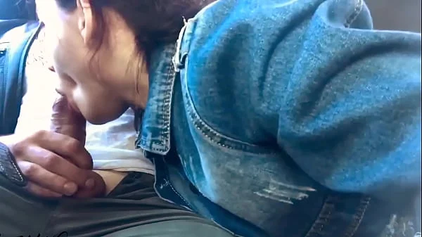 Girl  Blowjob Big Cock Stranger in the Car - Cum in Mouth