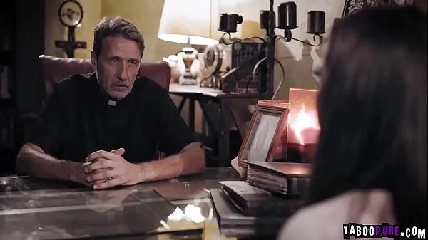 Gia Paige gives herself to the horny priest and suck off his cock nad then gets pounded