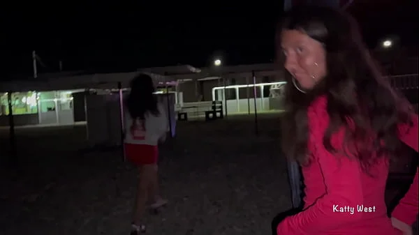 Shameless girls piss together in public