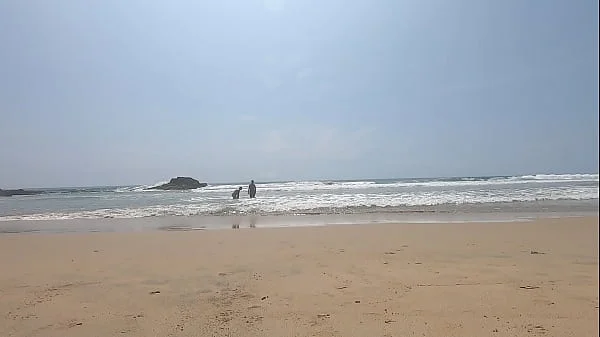 Walking nude freely & having fun on public nudist beach