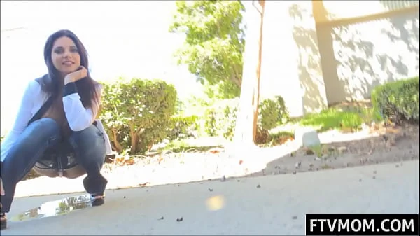 Big tits milf pissing