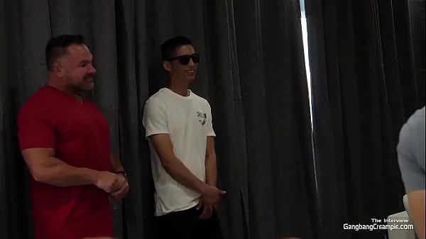 Huge busty blonde fucks 5.. guys