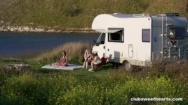 Teen lesbian outdoor yoga and sex