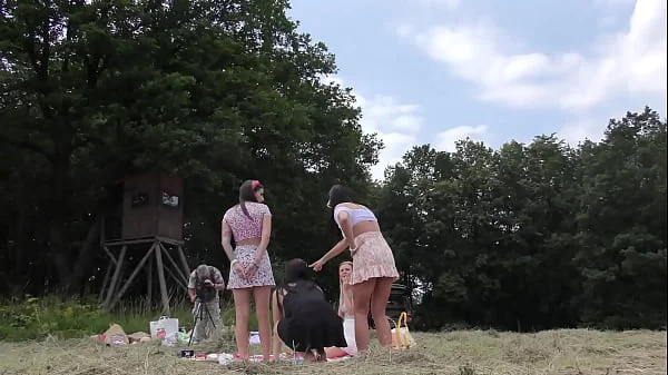 Hot Tight Pussy Girls Outdoors Party change Clothes in Miniskirts Short Skirt Panties and No Panties