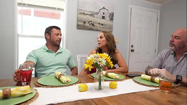 Cheating Big Ass Milf StepMom gives Big Cock StepSon BLOWJOB While we watch TV