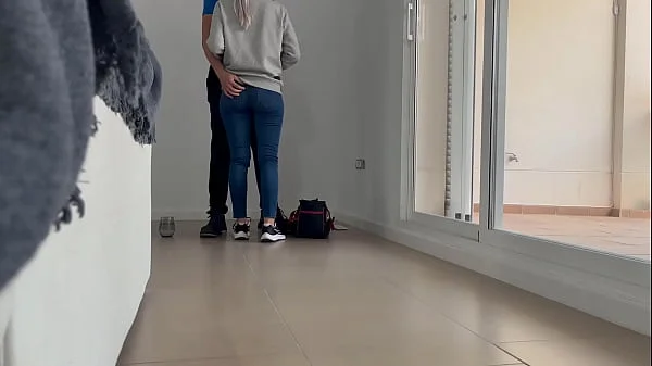 I call the young electrician to fix the plug and give him a blowjob and surprise fuck him without him knowing