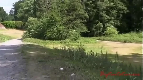 Young guy fucks an adult lady with beautiful boobs right in the forest