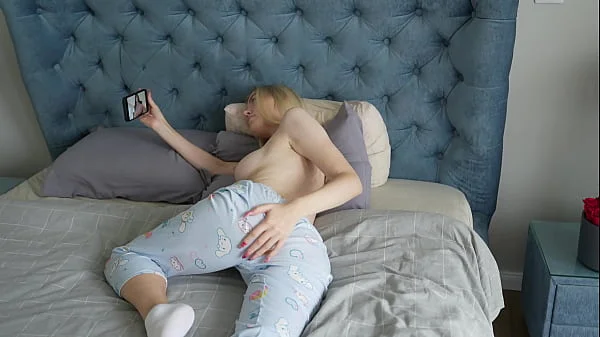 Stepson caught his stepmother watching porn and fucked her then cumming inside pussy