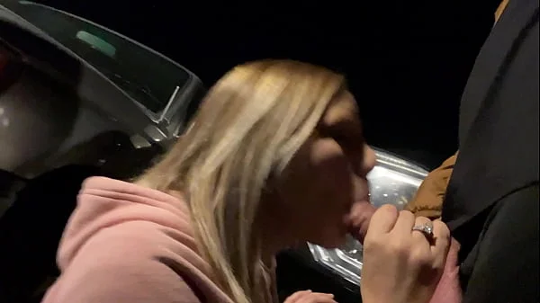 Risky Wife Sucks Cock in Bar/Parking Lot and Cum Walk