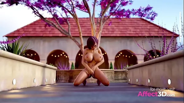 Hot babes in high heels having futanari sex in the garden in a 3d animation