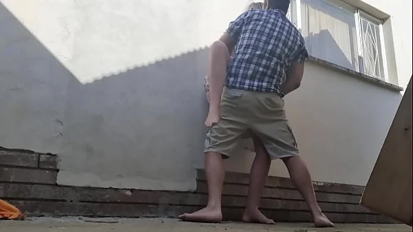 Fucking outdoor behind restroom area of bed and breakfast