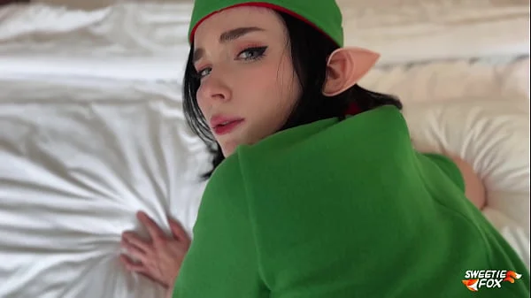 Gift from Christmas Elf - Hot Blowjob and Sex with Cum on Wet Pussy POV