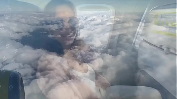 Busty stewardess flew on vacation with her lover and cummed hard on the plane toilet 10’000m alt