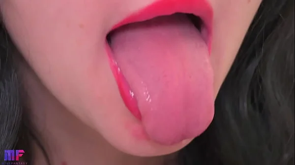 Blowjob close-up, kisses. Creampie in mouth