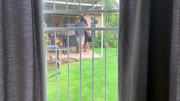 I caught my neighbours fucking outside in the backyard