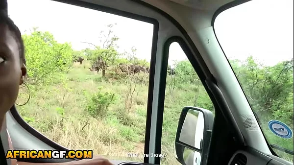 Cute Ebony Girlfriend Gives Deep African Safari Road Head POV