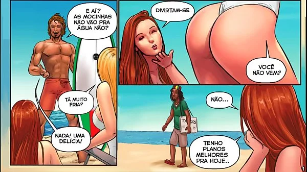História em Quadrinho Pornô (Cartoon HQ) - Um Dia na Praia - As Patricinhas - Câmera Caseira