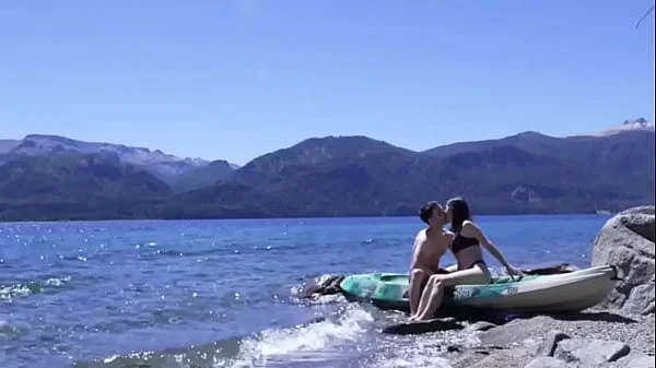 Horny teen couple gets caught having sex on public beach - HUGE cumshot amateur