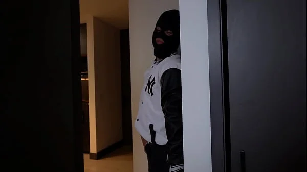 Masked thief breaks into the house of the incredible Mariana Martix and she offers him her big tits as a gift.