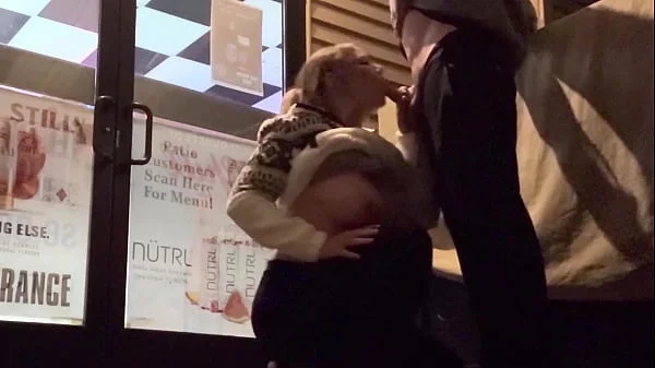 Extremely Risky Bar Blowjob and Downtown Sucking and Flashing
