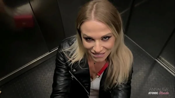 Risky Public Blowjob: Blonde Slut Swallows It All