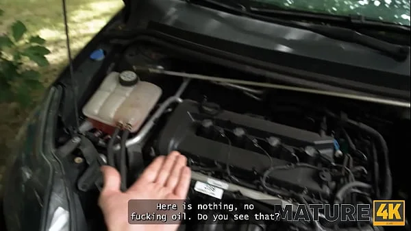 MATURE4K. Mature whore Texas Patti is fucking on top of her car in front of her husband