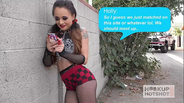 Tiny Goth Girl Holly Hendrix's Pushes A Huge Cock Up Her Ass