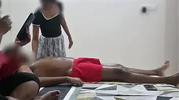 Happy ending spa massage infront of customer lady