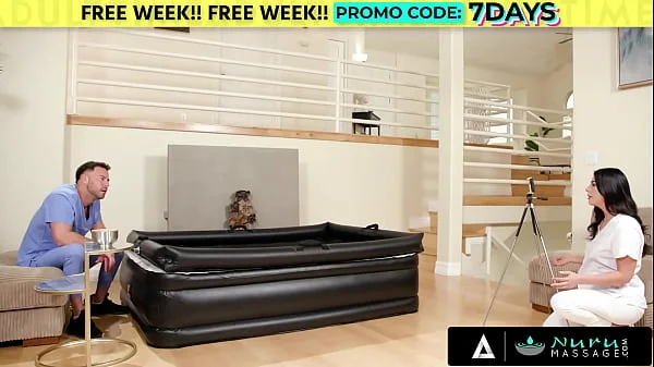 NURU MASSAGE - Masseuse Gal Ritchie  Face Fucked Her Coworker With Her Pussy Before Riding His Dick