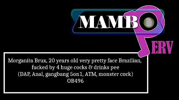 Morganita Brux, 20 years old very pretty face Brazilian, fucked by 4 huge cocks & drinks p1e (DAP, Dry version, Anal, gangbang 5on1, ATM, monster cock) OB496