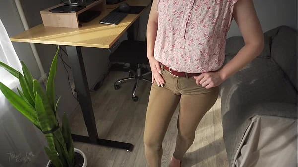 Naughty Colleague Showing Off Wedgie Pussy