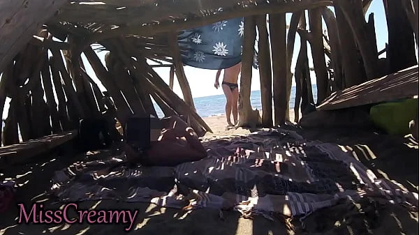 Public Masturbation on the Beach – She Gets Caught and Fucked
