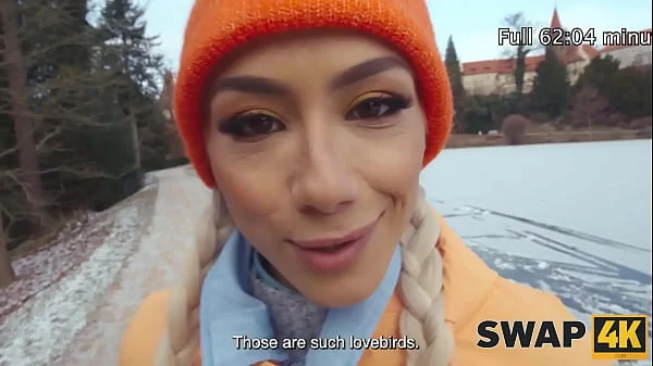 SWAP4K. A Sunday walk ended up as having a hot girl with in our bed, it was her first threesome