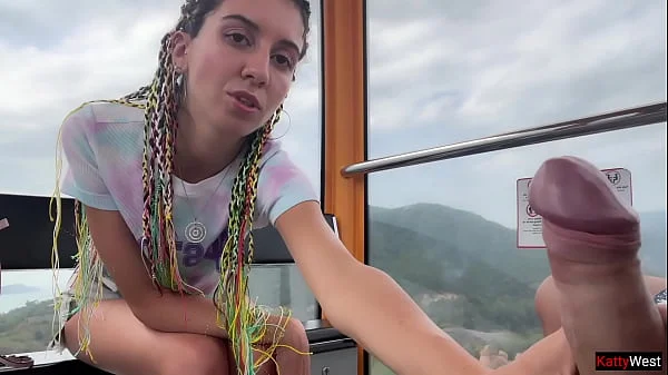 Public Dick Flashing - Girl Jerks My Cock And Swallows Cum On Ferris Wheel