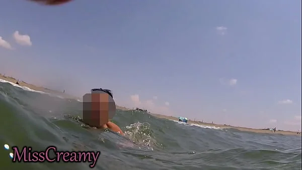 We Got Caught! My Teacher Handjobs My Cock Underwater on Nude Beach Public Sex