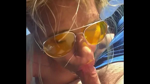 Blonde slut takes a huge facial after getting fucked in public