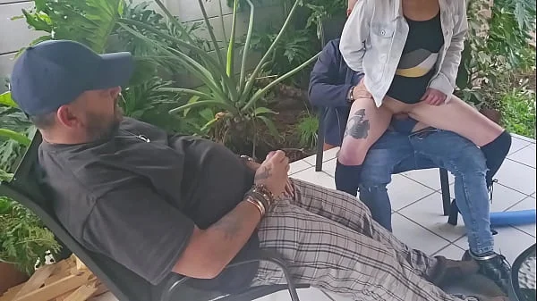 Cuckold Friend fucking my wife while i jerk of and cum on them fucking