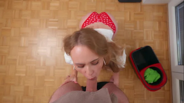 Cleaning with hot stepmother ended with hard sex in her pink tight pussy and huge facial