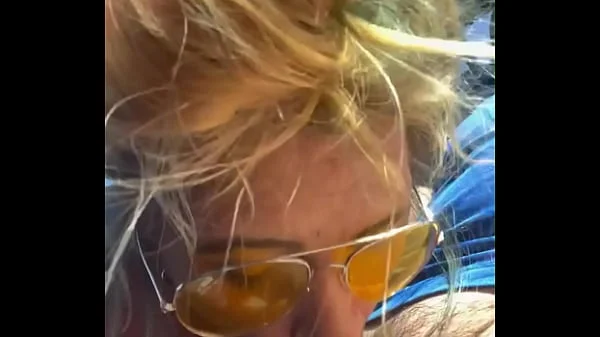 Cheating blonde whore sucks cock & takes a facial out in public during the middle of the day