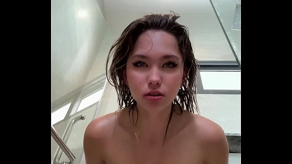 asian squirt in the bathroom