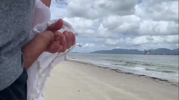 Crazy milf jerks me off in front of passersby