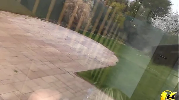 Washing Windows Without Bra and Push Tits and Ass to the Window