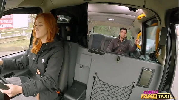 Guy with big mouth makes me ORGASM in my taxi - Female Fake Taxi