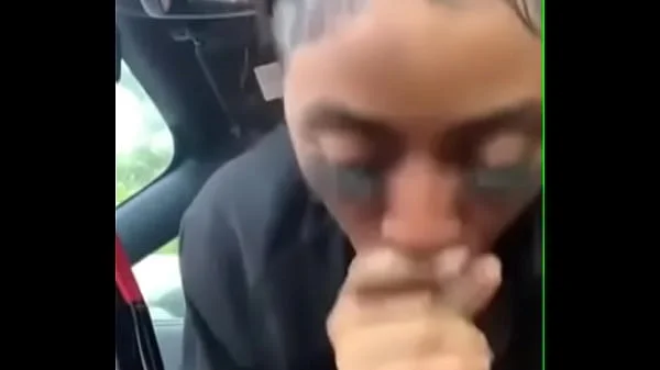 Black sister sucking bbc in car