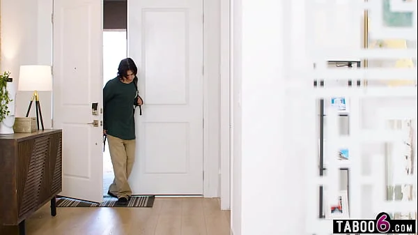 Stepson walks in on curvy mature MILF stepmom doing naked yoga