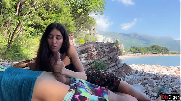 Public Dick Flashing on the Beach - Girl Saw My Cock and Helped Me Cum