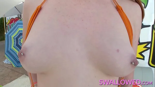 SWALLOWED Sexy redhead teen Arietta Adams face fucked