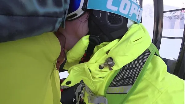 4K Public cumshot on mouth in ski lift Part 1, 2