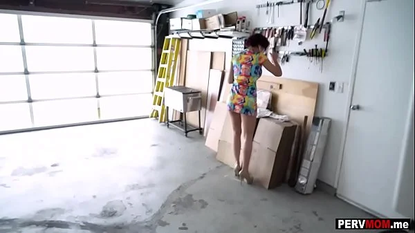 Locked with my MILF stepmom in the garage lead to sex