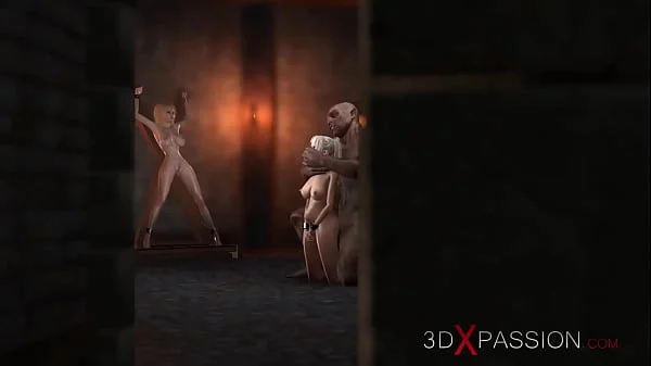 Beast man fucks hard a sweet girl in the dungeon